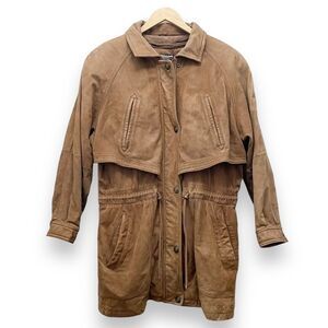 Vintage Wilsons Leather Brown Leather Adventure Bound Anorak Coat Size Medium